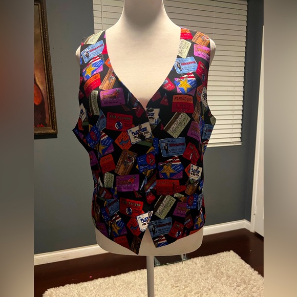 Vintage Nicole Miller 100% silk novelty vest. With lining. In EUC. Size Large - Picture 1 of 6